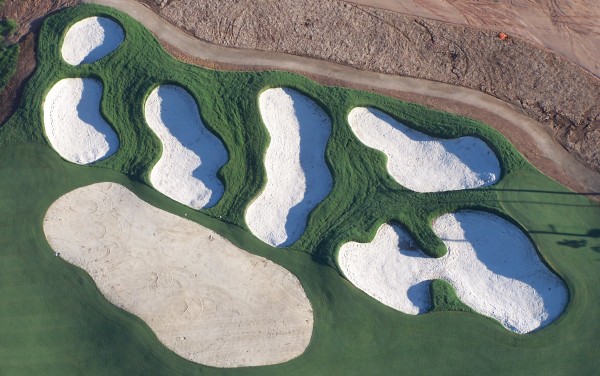 Golf course, sand traps from a balloon
